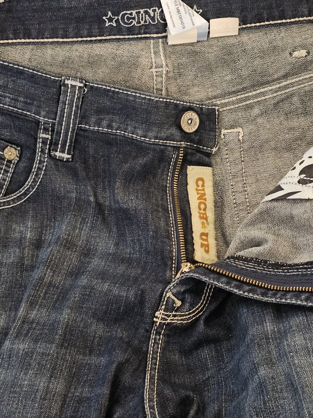 Cinch Carter 2.0 Dark Wash Relaxed Straight Western Jeans Men's 38x30 Cowboy - Picture 5 of 16